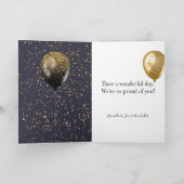Elegant Black and Gold Glitter Balloons Birthday Kaart (Binnen)