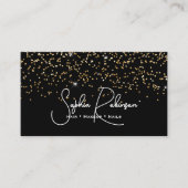 Elegant Black and Gold Glitter Salon Business Card Visitekaartje (Voorkant)