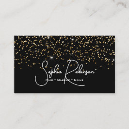 Elegant Black and Gold Glitter Salon Business Card Visitekaartje