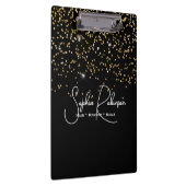 Elegant Black and Gold Glitter Salon Business Klembord (Rechts)