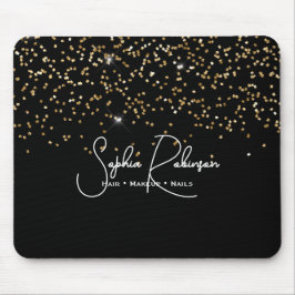 Elegant Black and Gold Glitter Salon Business Muismat