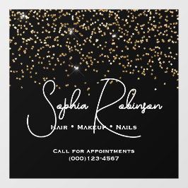 Elegant Black and Gold Glitter Salon Business Raamsticker