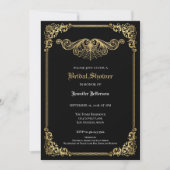 Elegant black and gold Gothic Bridal Shower Aankondiging (Voorkant)