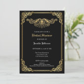 Elegant black and gold Gothic Bridal Shower Aankondiging (Staand voorkant)