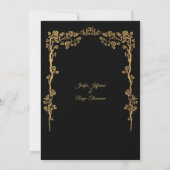Elegant black and gold Gothic wedding Invitation Kaart (Achterkant)
