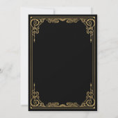 Elegant black and gold Gothic wedding Invitation Kaart (Achterkant)