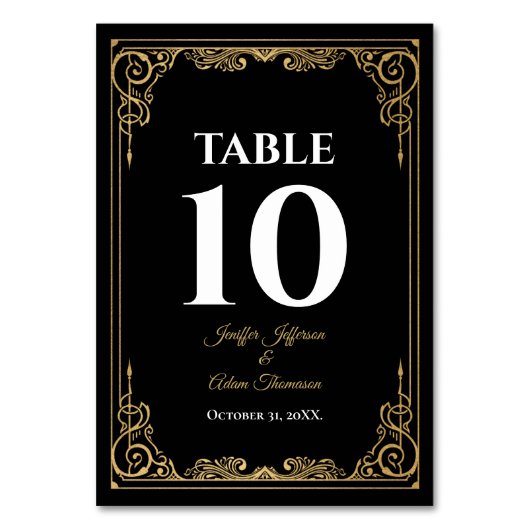 Elegant black and gold Gothic Wedding Kaart (Voorkant)