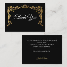 Elegant black and gold Gothic wedding Thank You Notitiekaartje