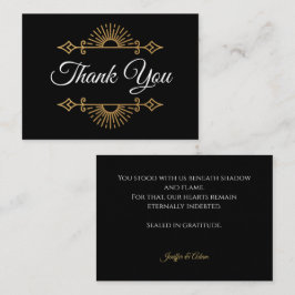 Elegant black and gold Gothic wedding Thank You Notitiekaartje