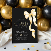 Elegant Black and Gold Graduation Invitation Kaart