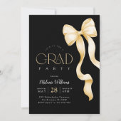 Elegant Black and Gold Graduation Invitation Kaart (Voorkant)
