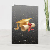 Elegant Black and Gold Graduation Kaart (Achterkant)