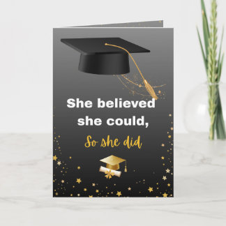 Elegant Black and Gold Graduation Kaart