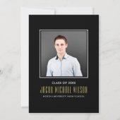 Elegant Black and Gold Graduparty Kaart (Achterkant)