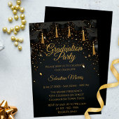 Elegant Black and Gold Graduparty Kaart