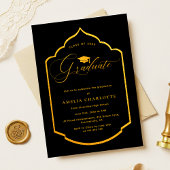 Elegant Black and Gold Graduparty Kaart