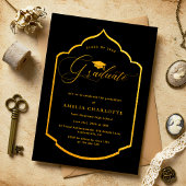 Elegant Black and Gold Graduparty Kaart