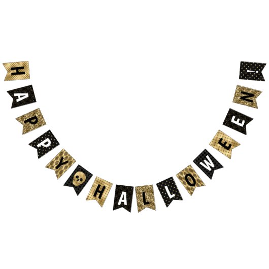 Elegant Black and Gold Halloween Party Vlaggetjes (Alle)