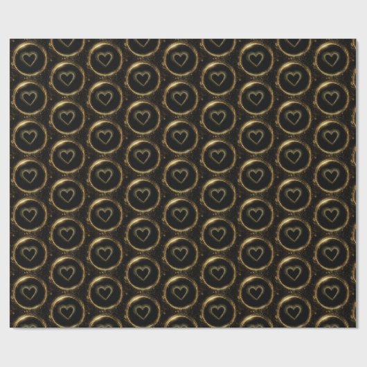 Elegant Black and Gold Hearts Pattern  Cadeaupapier (Vlak)