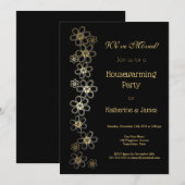 Elegant Black and Gold Housewarming Party Kaart (Voorkant / Achterkant)