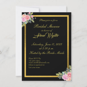 Elegant Black and Gold Invitation Kaart
