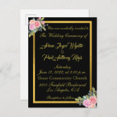 Elegant Black and Gold Invitation Uitnodiging Briefkaart (Voorkant / Achterkant)