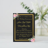 Elegant Black and Gold Invitation Uitnodiging Briefkaart (Staand voorkant)
