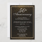 Elegant Black and Gold Jubileum Invite Kaart (Voorkant)