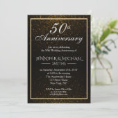 Elegant Black and Gold Jubileum Invite Kaart (Staand voorkant)