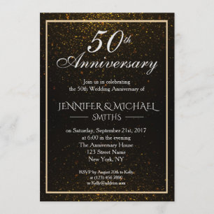 Elegant Black and Gold Jubileum Invite Kaart