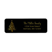 Elegant Black and Gold kerstboom Adres Labels (Voorkant)