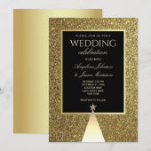 Elegant Black and Gold kerstbruiloft Kaart (Voorkant / Achterkant)