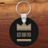 Elegant Black and Gold King Crown Best Pap Ever Sleutelhanger (Voorkant)