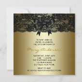 Elegant Black and Gold Lace Birthday Party Kaart (Achterkant)