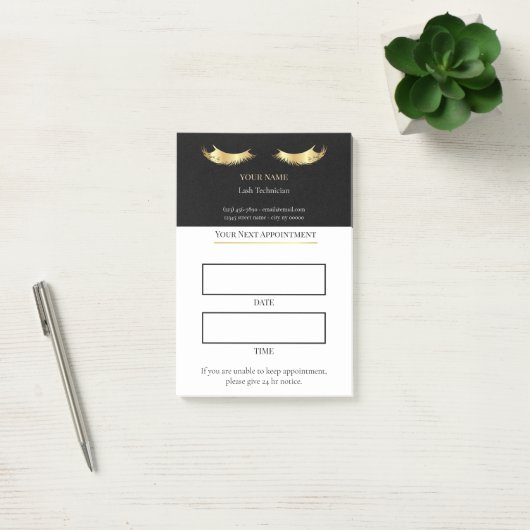 Elegant black and gold Lash appointment Post-it® Notes (Kantoor)