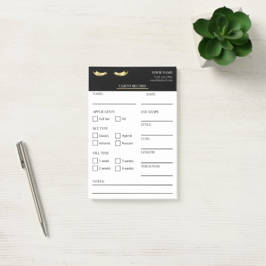 Elegant black and gold Lash Client Post-it® Notes (Kantoor)
