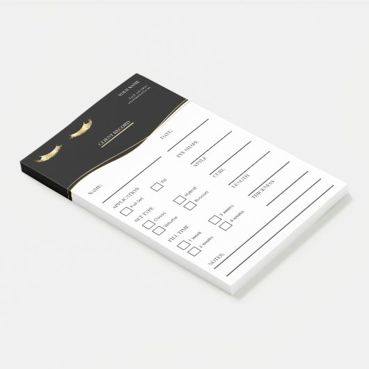 Elegant black and gold Lash Client  Post-it® Notes (Schuin)