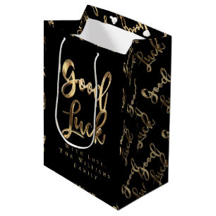 Elegant Black and Gold look Script Good Luck Medium Cadeauzakje