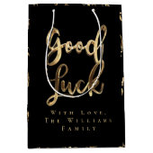Elegant Black and Gold look Script Good Luck Medium Cadeauzakje (Voorkant)