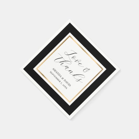 Elegant Black and Gold Love and Bedankt Wedding Servet (Hoek)