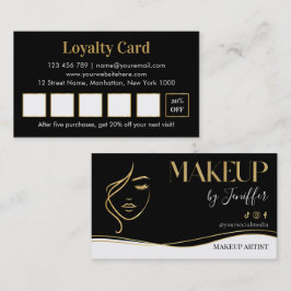 Elegant black and gold makeup artist Loyalty Card