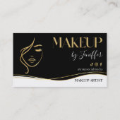 Elegant black and gold makeup artist Loyalty Card (Achterkant)