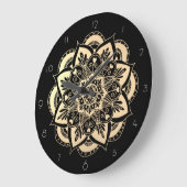 Elegant Black and Gold Mandala Flower Grote Klok (Hoek)