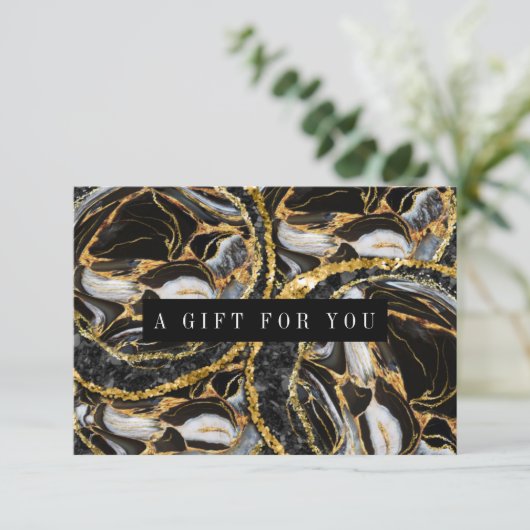 Elegant Black and Gold Marble Gift Certificate (Staand voorkant)