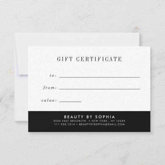 Elegant Black and Gold Marble Gift Certificate (Achterkant)