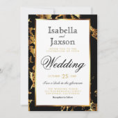 Elegant Black and Gold Marble Invitation Kaart (Voorkant)