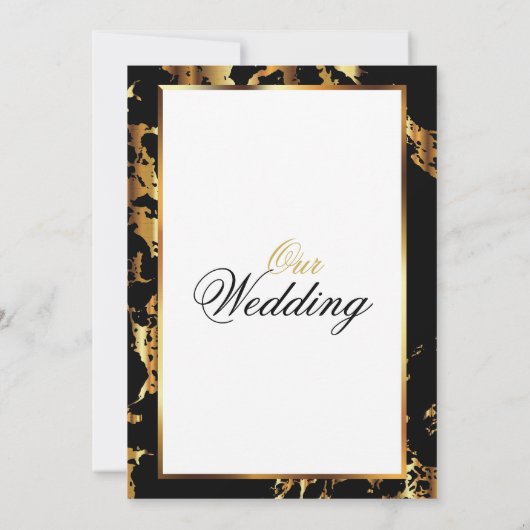 Elegant Black and Gold Marble Invitation Kaart (Achterkant)