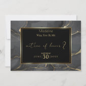 Elegant Black and Gold Marble Matron of Honor Kaart (Voorkant)