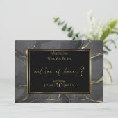 Elegant Black and Gold Marble Matron of Honor Kaart (Staand voorkant)
