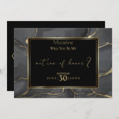 Elegant Black and Gold Marble Matron of Honor Kaart (Voorkant / Achterkant)